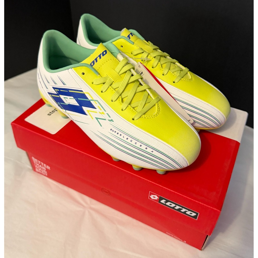 Lotto Soccer Cleats Child 3.5 White Lime Superleggera Solista 700 VI FG - Picture 1 of 6